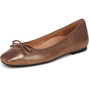 Vionic 12 Wide Bronze Leather Klara Ballet Flats